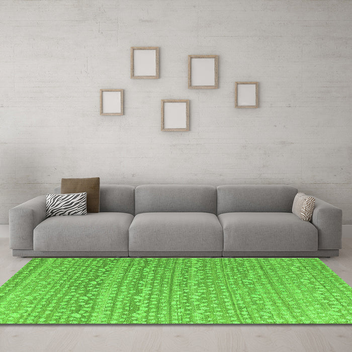 Machine Washable Abstract Green Modern Area Rugs in a Living Room,, wshabs4537grn