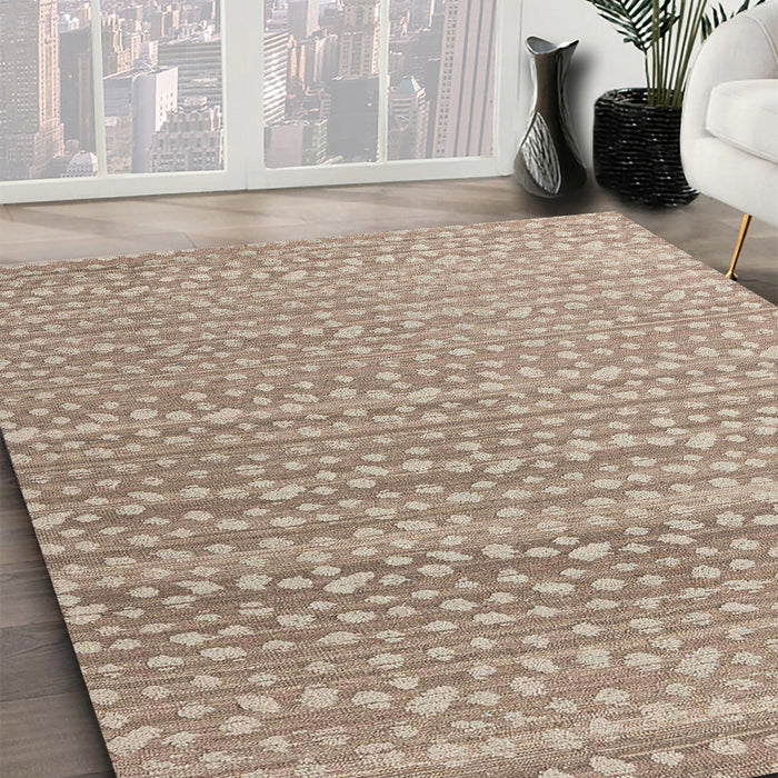 Abstract Dark Almond Brown Modern Rug in Family Room, abs4537