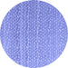 Round Abstract Blue Modern Rug, abs4537blu