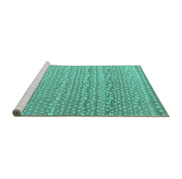 Sideview of Machine Washable Abstract Turquoise Modern Area Rugs, wshabs4537turq