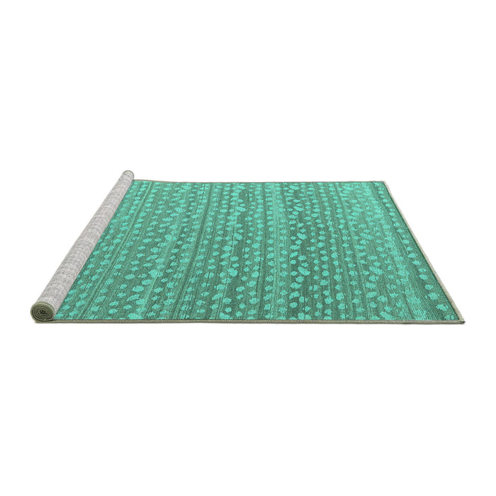 Sideview of Machine Washable Abstract Turquoise Modern Area Rugs, wshabs4537turq