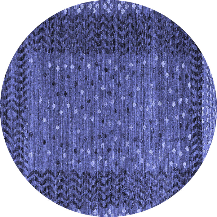 Round Machine Washable Abstract Blue Modern Rug, wshabs4538blu
