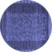 Round Machine Washable Abstract Blue Modern Rug, wshabs4538blu