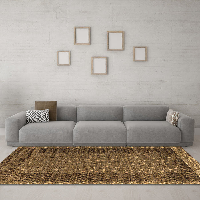 Machine Washable Abstract Brown Modern Rug in a Living Room,, wshabs4538brn