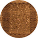 Round Abstract Orange Modern Rug, abs4538org