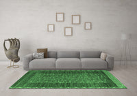 Machine Washable Abstract Emerald Green Modern Rug, wshabs4538emgrn