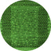 Round Abstract Green Modern Rug, abs4538grn