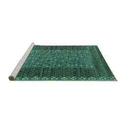 Sideview of Machine Washable Abstract Turquoise Modern Area Rugs, wshabs4538turq