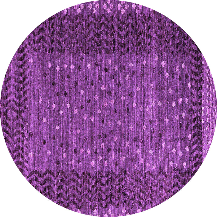 Round Machine Washable Abstract Purple Modern Area Rugs, wshabs4538pur