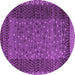 Round Machine Washable Abstract Purple Modern Area Rugs, wshabs4538pur