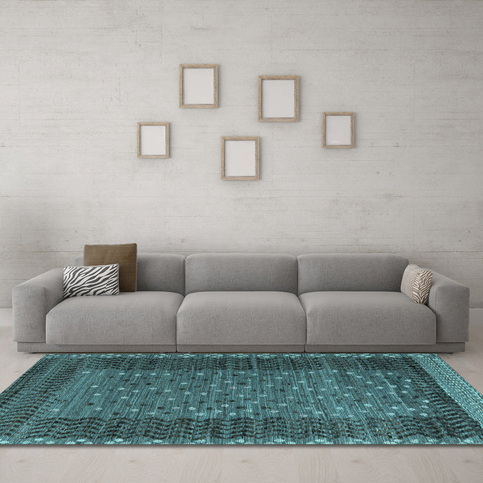 Machine Washable Abstract Light Blue Modern Rug in a Living Room, wshabs4538lblu
