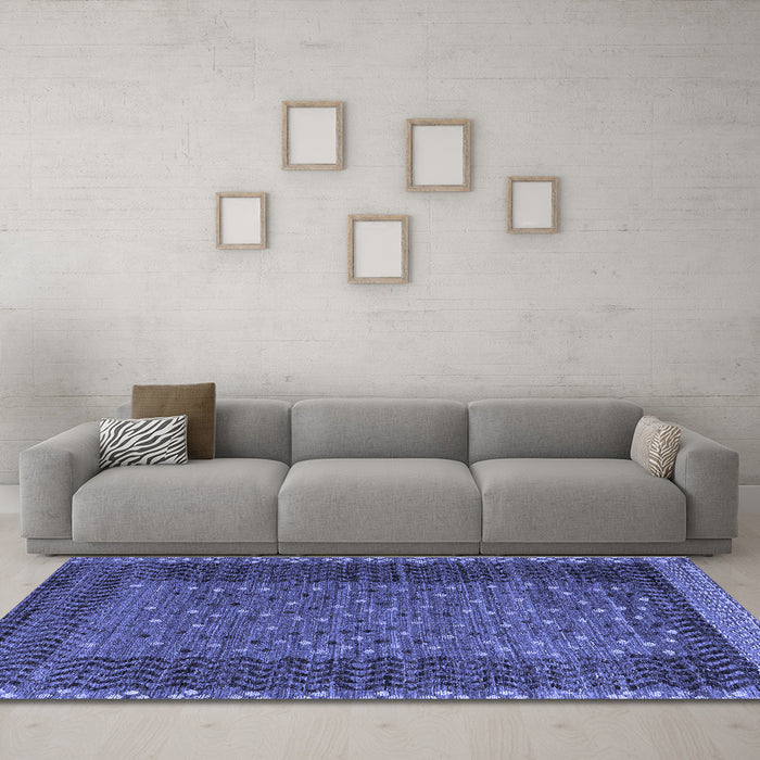 Machine Washable Abstract Blue Modern Rug in a Living Room, wshabs4538blu