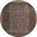 Round Machine Washable Abstract Bakers Brown Rug, wshabs4538