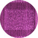 Round Machine Washable Abstract Pink Modern Rug, wshabs4538pnk