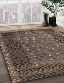 Machine Washable Abstract Bakers Brown Rug in a Family Room, wshabs4538