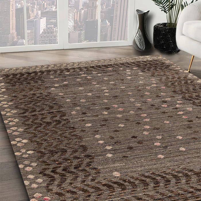 Machine Washable Abstract Bakers Brown Rug in a Family Room, wshabs4538
