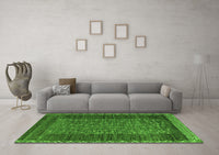 Machine Washable Abstract Green Modern Rug, wshabs4538grn