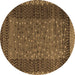 Round Abstract Brown Modern Rug, abs4538brn