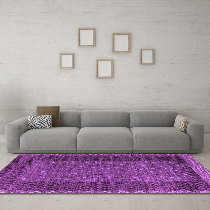 Machine Washable Abstract Purple Modern Area Rugs in a Living Room, wshabs4538pur