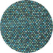 Round Machine Washable Abstract Light Blue Modern Rug, wshabs4539lblu