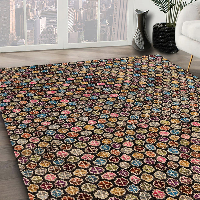 Machine Washable Abstract Night Red Rug in a Family Room, wshabs4539