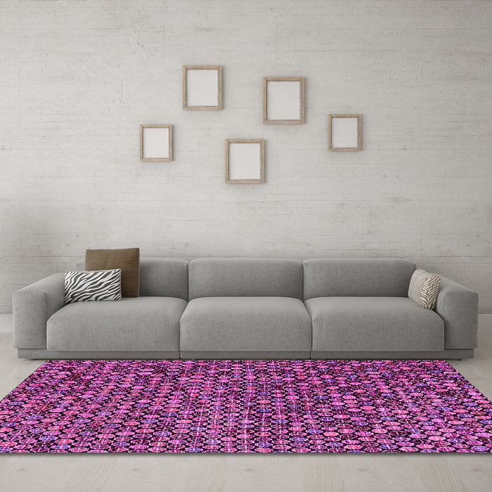 Machine Washable Abstract Pink Modern Rug in a Living Room, wshabs4539pnk