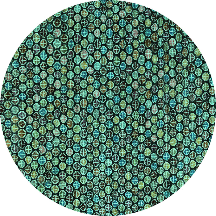 Round Abstract Turquoise Modern Rug, abs4539turq