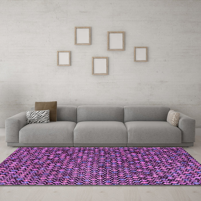 Machine Washable Abstract Purple Modern Area Rugs in a Living Room, wshabs4539pur