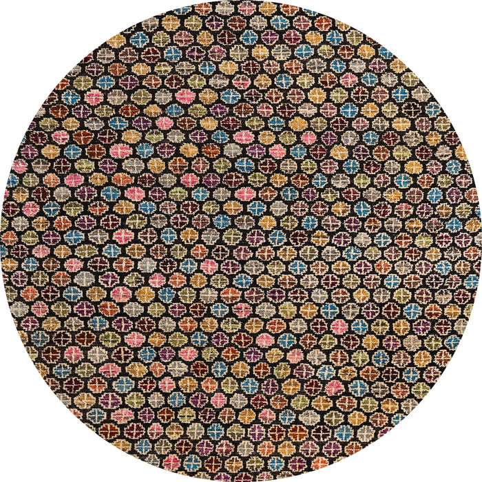 Round Machine Washable Abstract Night Red Rug, wshabs4539