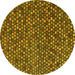 Round Machine Washable Abstract Yellow Modern Rug, wshabs4539yw