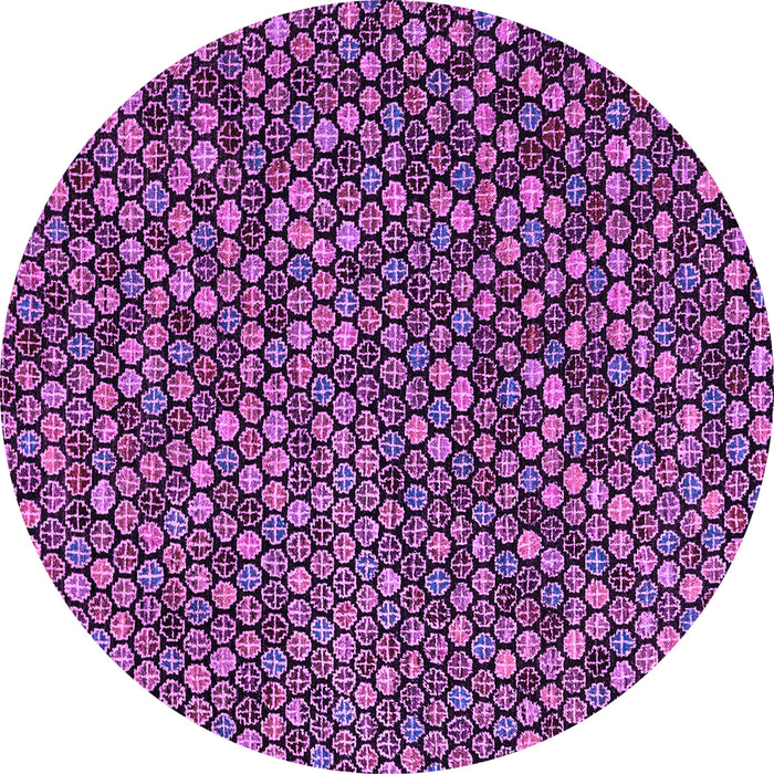 Round Machine Washable Abstract Purple Modern Area Rugs, wshabs4539pur
