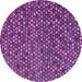 Round Machine Washable Abstract Purple Modern Area Rugs, wshabs4539pur