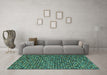 Machine Washable Abstract Turquoise Modern Area Rugs in a Living Room,, wshabs4539turq