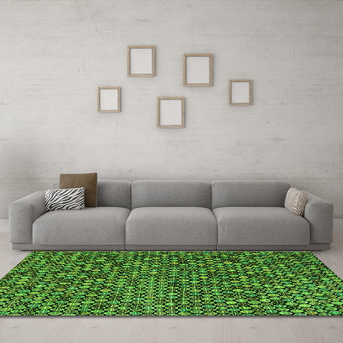 Machine Washable Abstract Green Modern Area Rugs in a Living Room,, wshabs4539grn