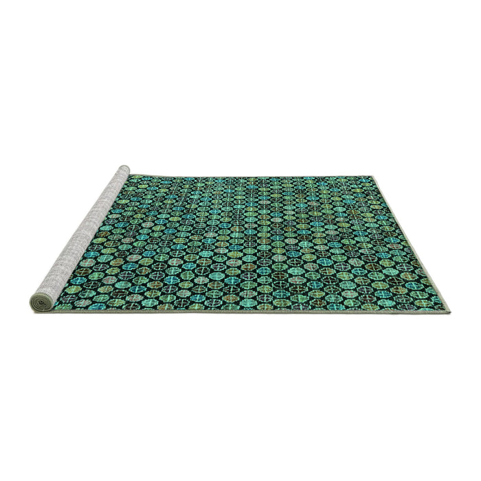 Sideview of Machine Washable Abstract Turquoise Modern Area Rugs, wshabs4539turq