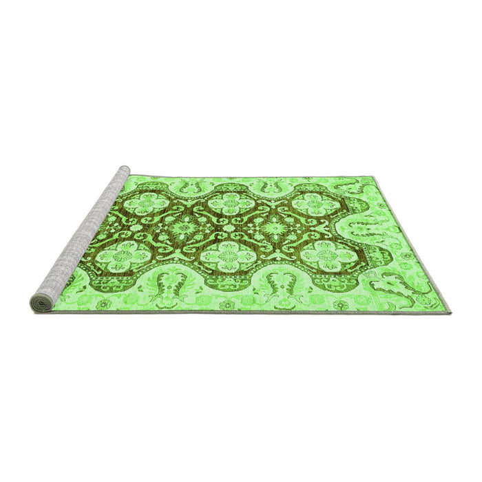 Sideview of Machine Washable Oriental Green Traditional Area Rugs, wshabs453grn