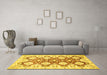 Machine Washable Oriental Yellow Traditional Rug in a Living Room, wshabs453yw