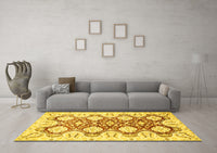 Machine Washable Oriental Yellow Traditional Rug, wshabs453yw