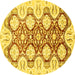 Round Oriental Yellow Traditional Rug, abs453yw