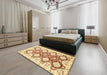 Machine Washable Abstract Sun Yellow Rug in a Bedroom, wshabs453