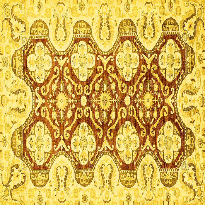Square Oriental Yellow Traditional Rug, abs453yw