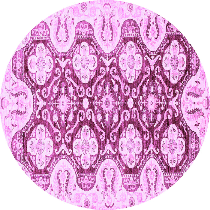 Round Machine Washable Oriental Purple Traditional Area Rugs, wshabs453pur