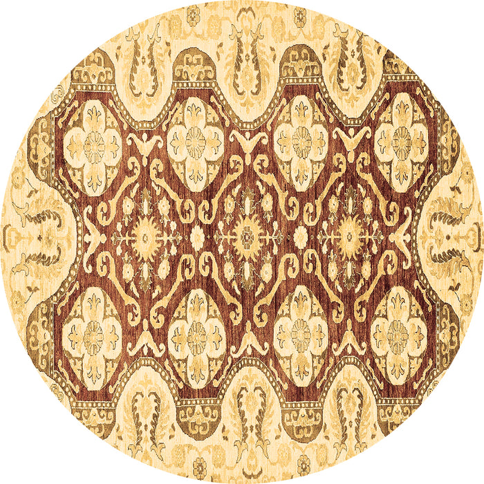 Round Oriental Brown Traditional Rug, abs453brn