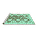 Sideview of Machine Washable Oriental Turquoise Traditional Area Rugs, wshabs453turq