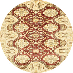 Round Abstract Sun Yellow Oriental Rug, abs453