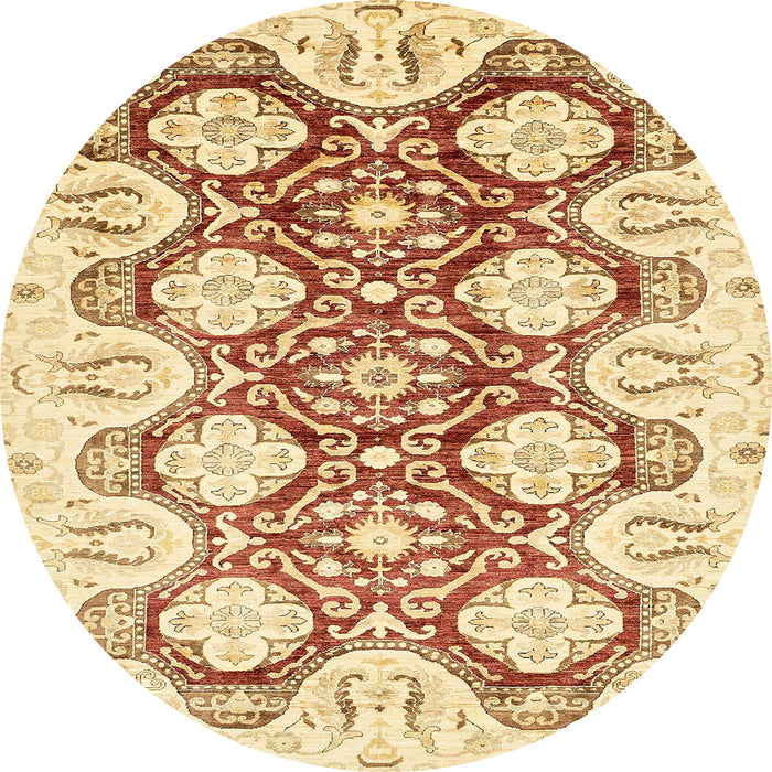 Round Abstract Sun Yellow Oriental Rug, abs453