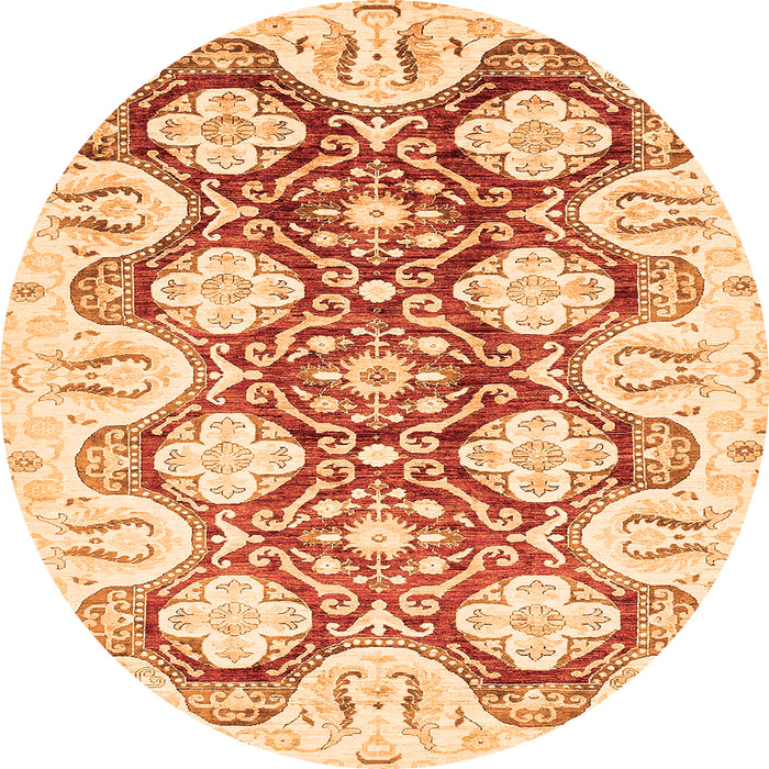 Round Oriental Orange Traditional Rug, abs453org