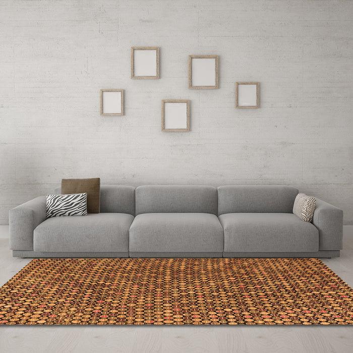 Machine Washable Abstract Orange Modern Area Rugs in a Living Room, wshabs4540org