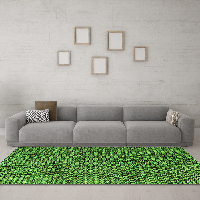 Machine Washable Abstract Green Modern Area Rugs in a Living Room,, wshabs4540grn