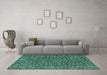 Machine Washable Abstract Turquoise Modern Area Rugs in a Living Room,, wshabs4540turq